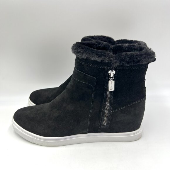 Blondo Size 9.5 Glade Black Suede Leather Waterproof Hi Top Sneakers Booties - Picture 4 of 11